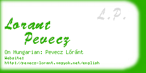 lorant pevecz business card